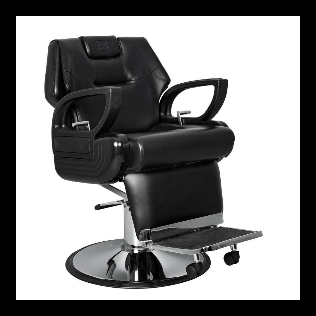 traditional black barber chair with dual-tilting mechanisms