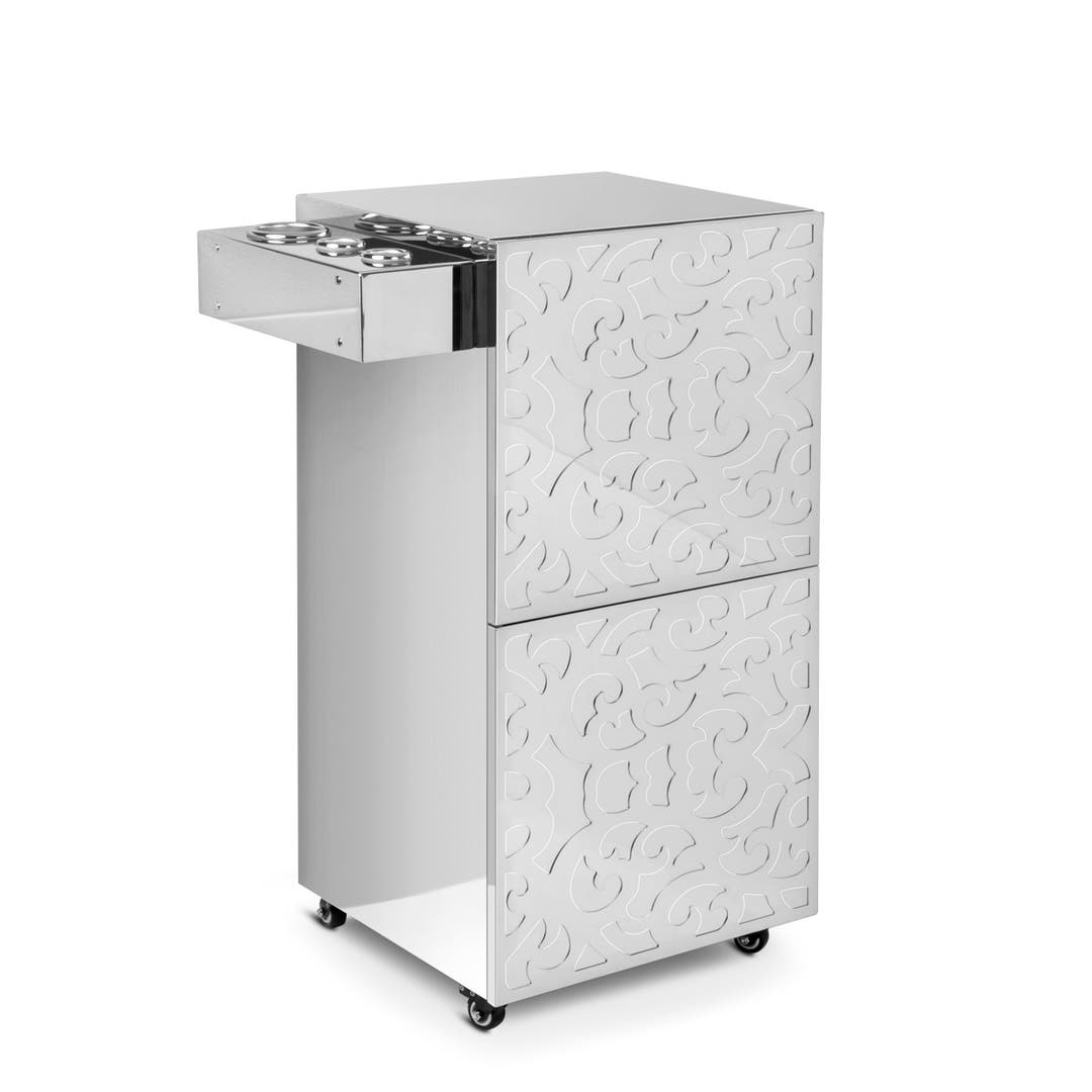 Gemini Laser Cut Stainless Steel Cart with Appliance Holder