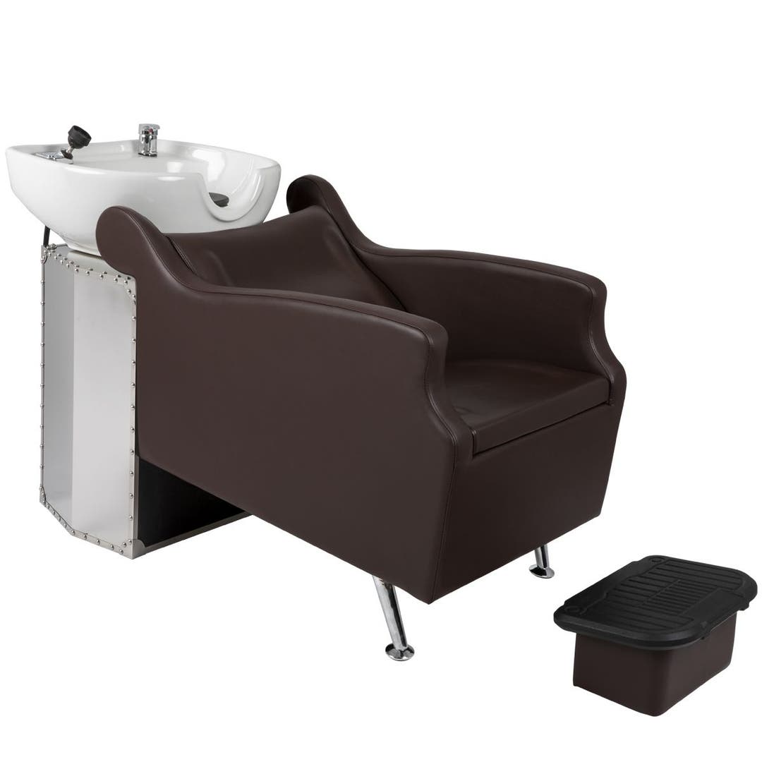 Avant LE Shampoo System in Stainless Steel and Chrome with White Bowl (Ottoman Included)