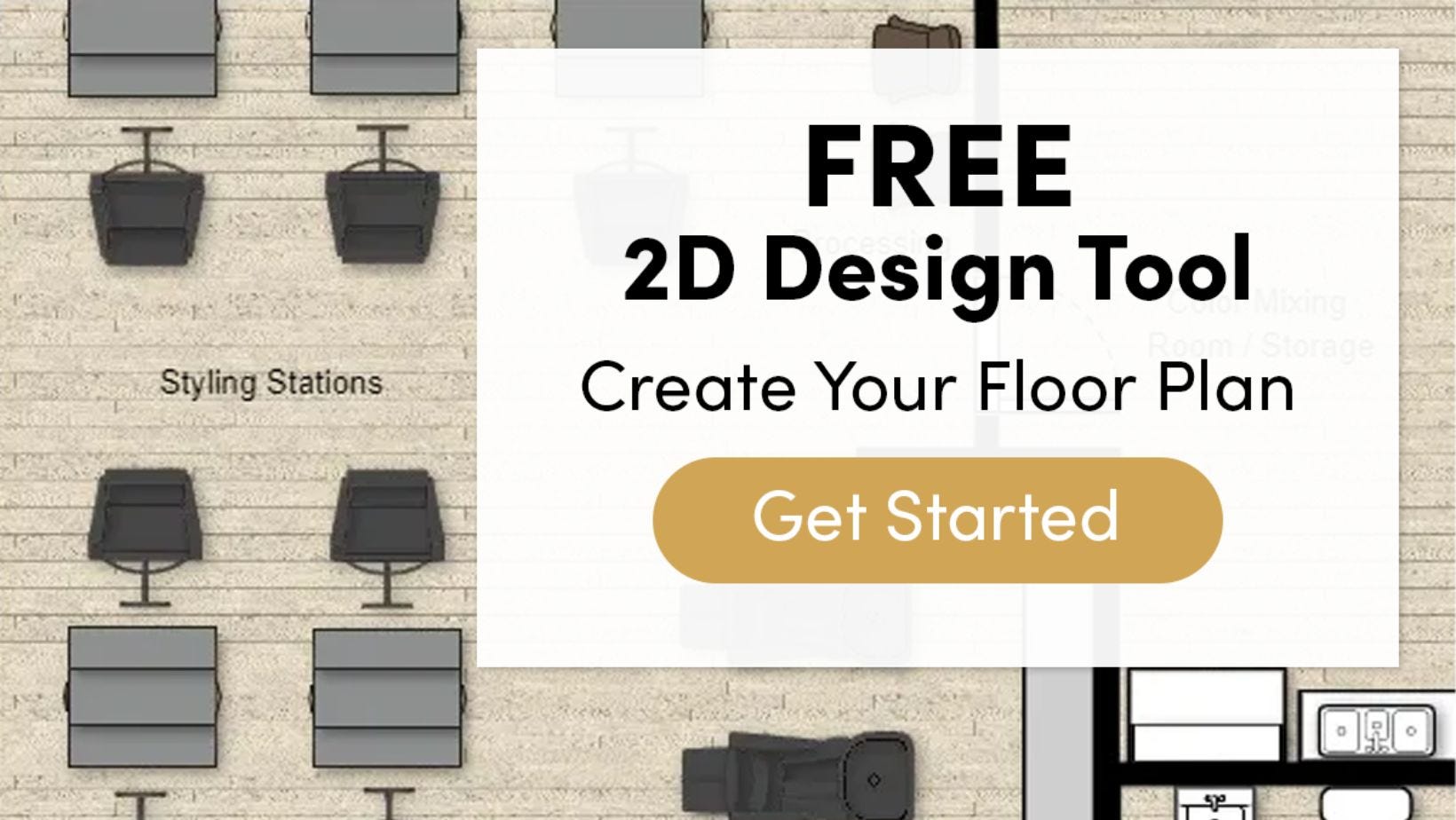 free 2D design tool used to provide adequate distance between salon chairs