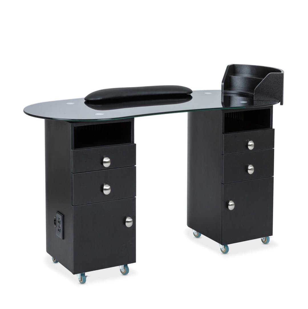Lanier Manicure Table with Black Glass Top