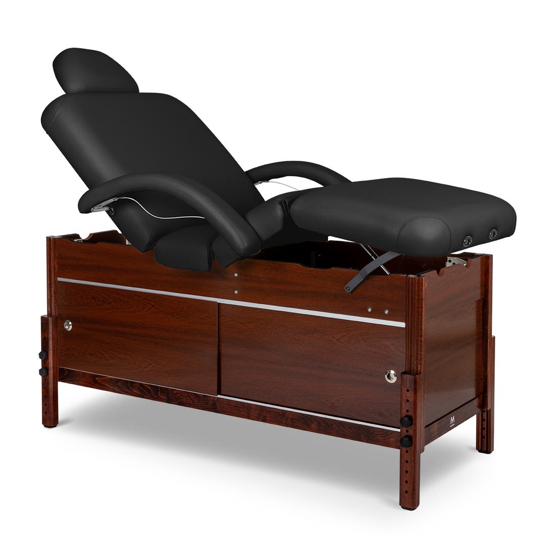 Sanctuary Adjustable Deluxe Massage Table in Black with Cherry Base