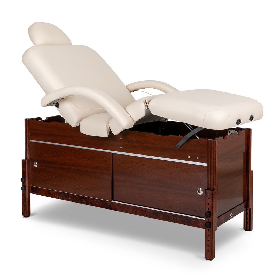 Sanctuary Adjustable Deluxe Massage Table in Beige with Cherry Base