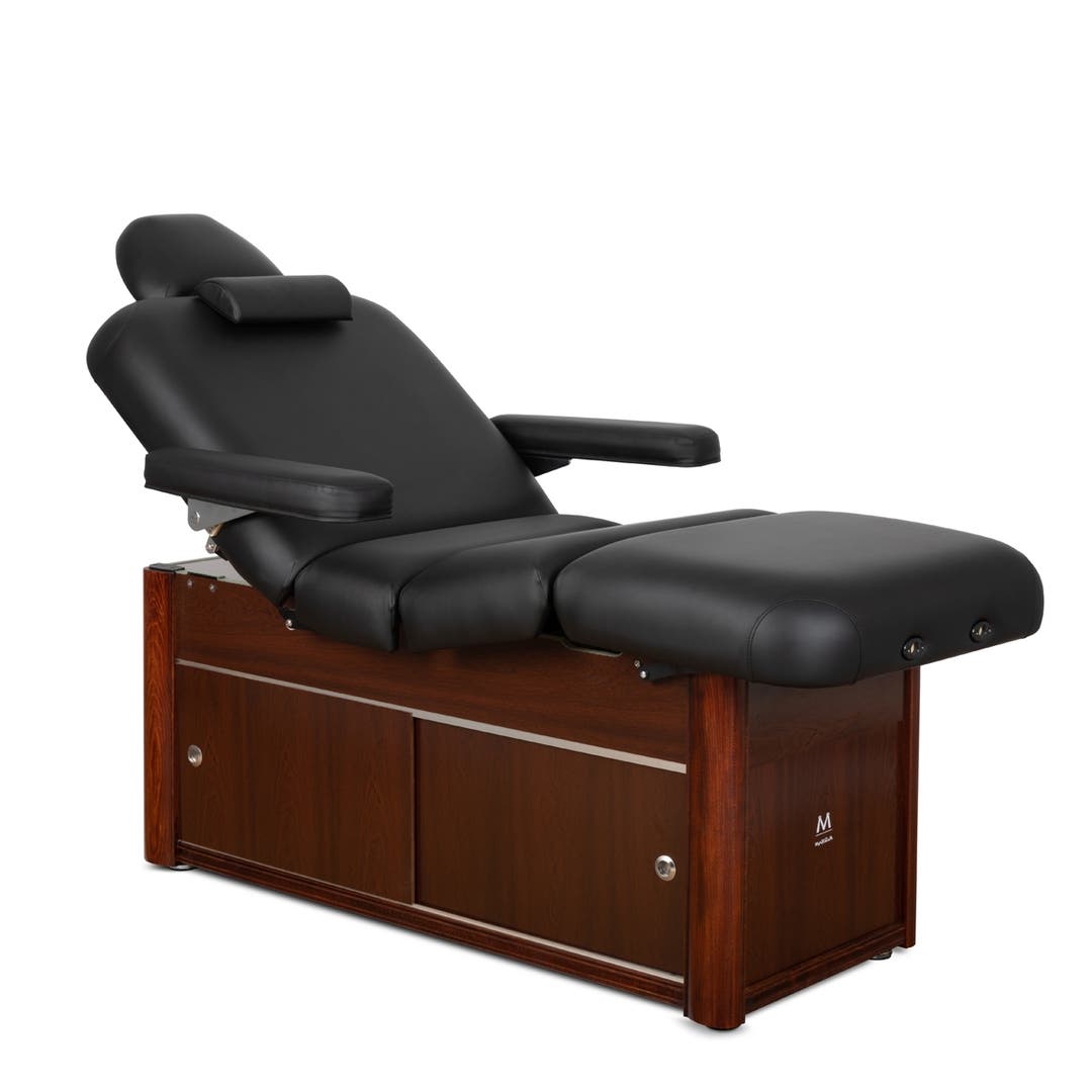 Seabrook Ultra Premium Electric Massage Table in Black with Cherry Base