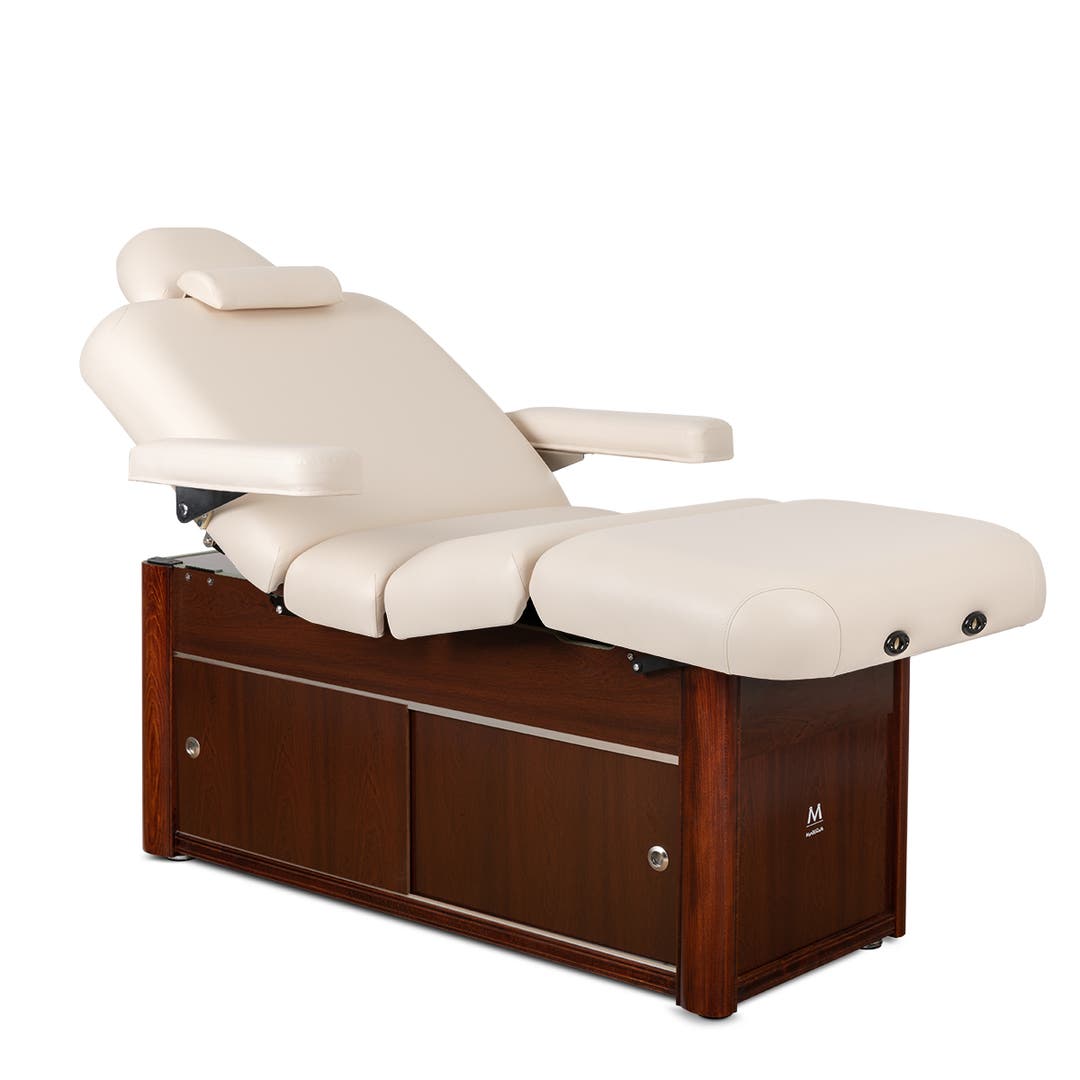 Seabrook Ultra Premium Electric Massage Table in Beige with Cherry Base