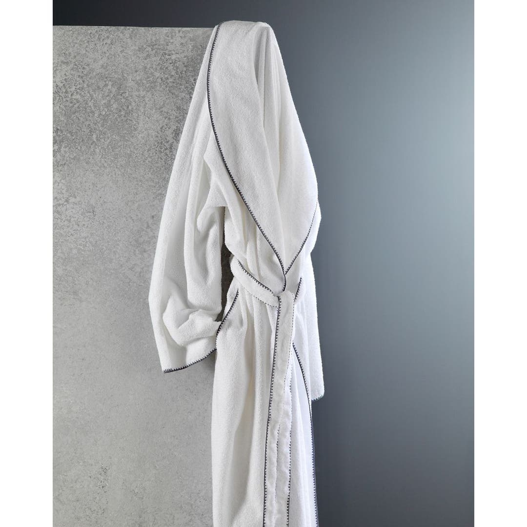 Bordado Shawl Collar Plush Spa Robe Long Sleeve by The Madison Collection