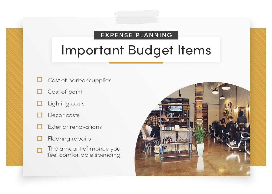 expense planning checklist for important barber shop design budget items
