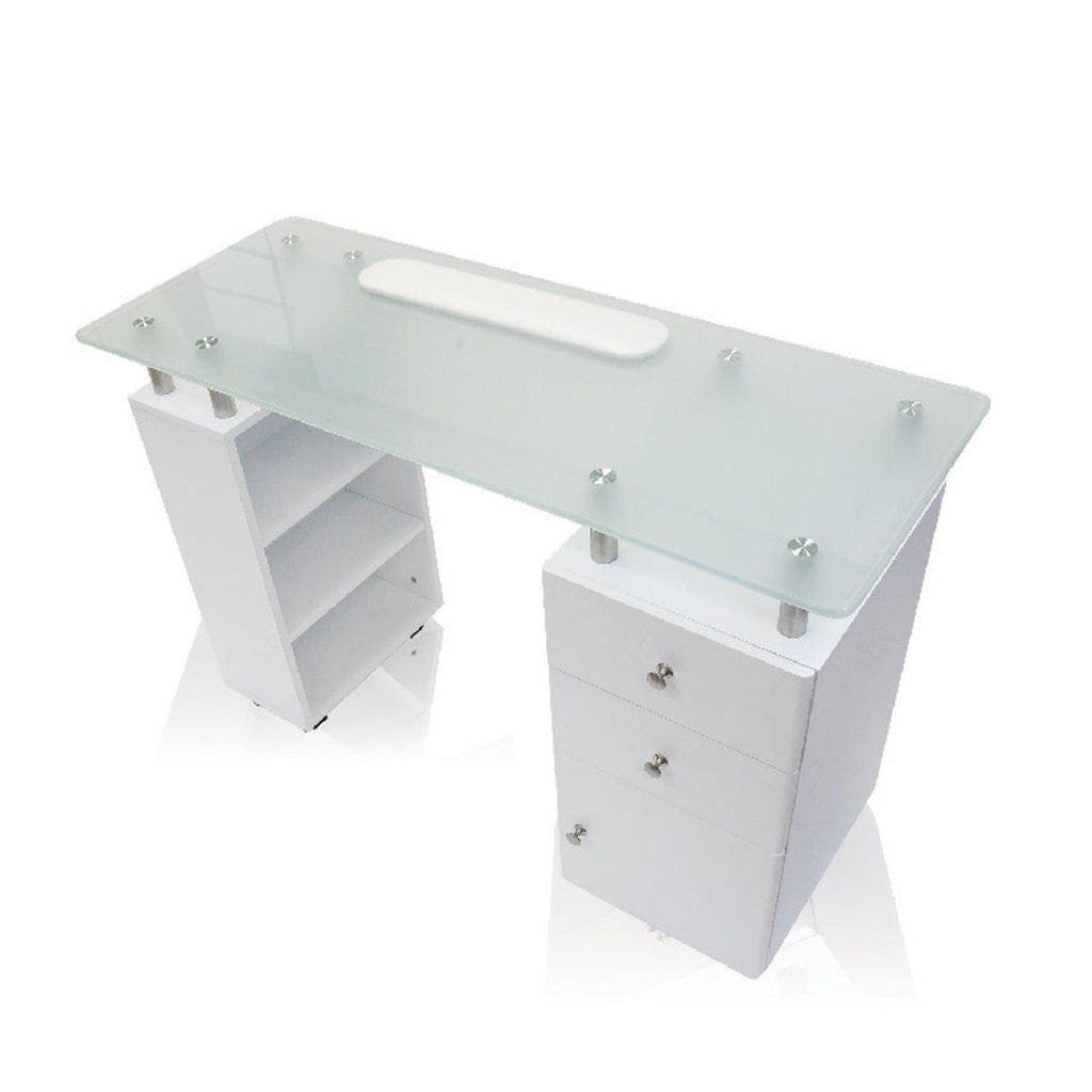 J&A Glass Top Manicure Table
