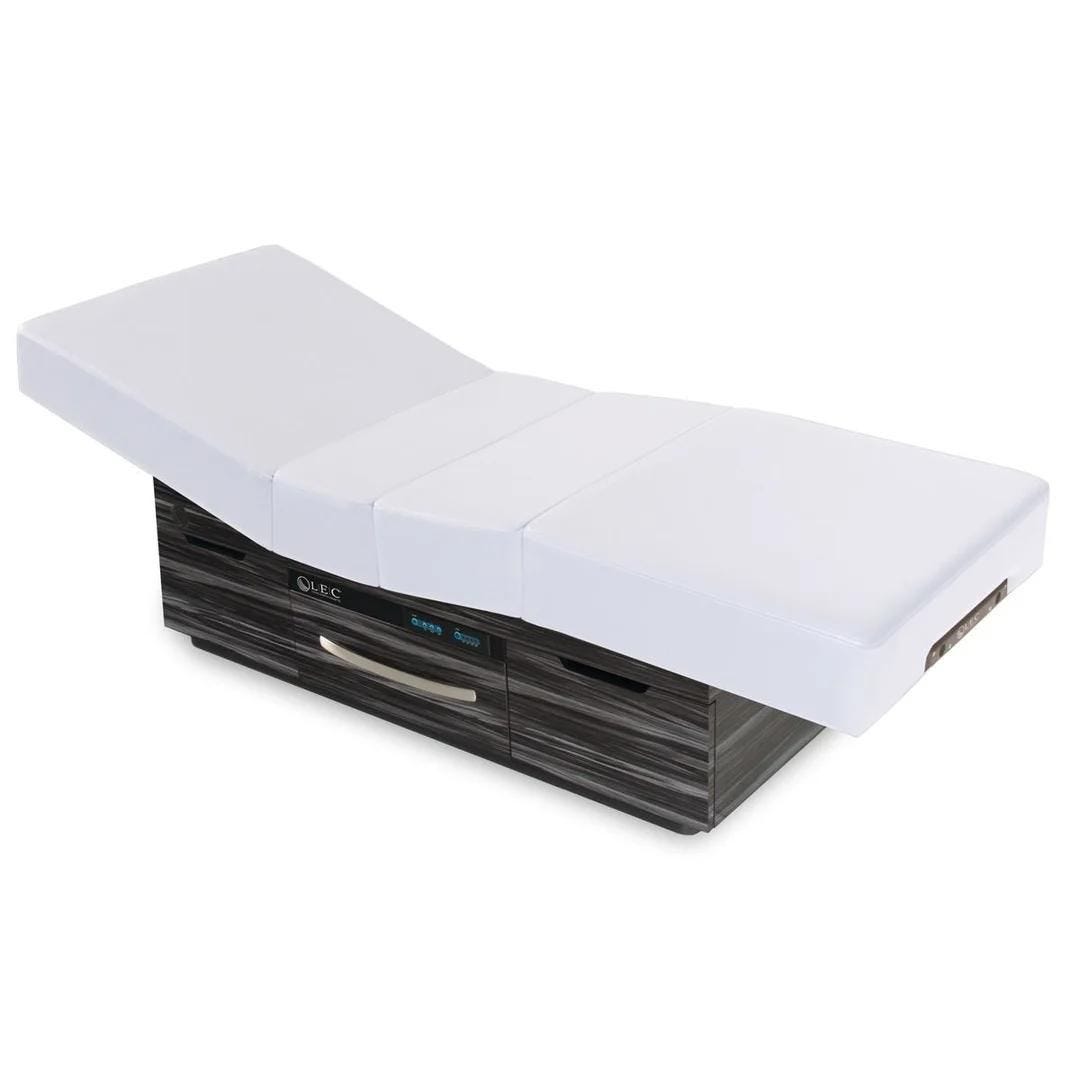 deluxe massage table with laminate base with built-in warming drawer, table warmer and electric adjustable top