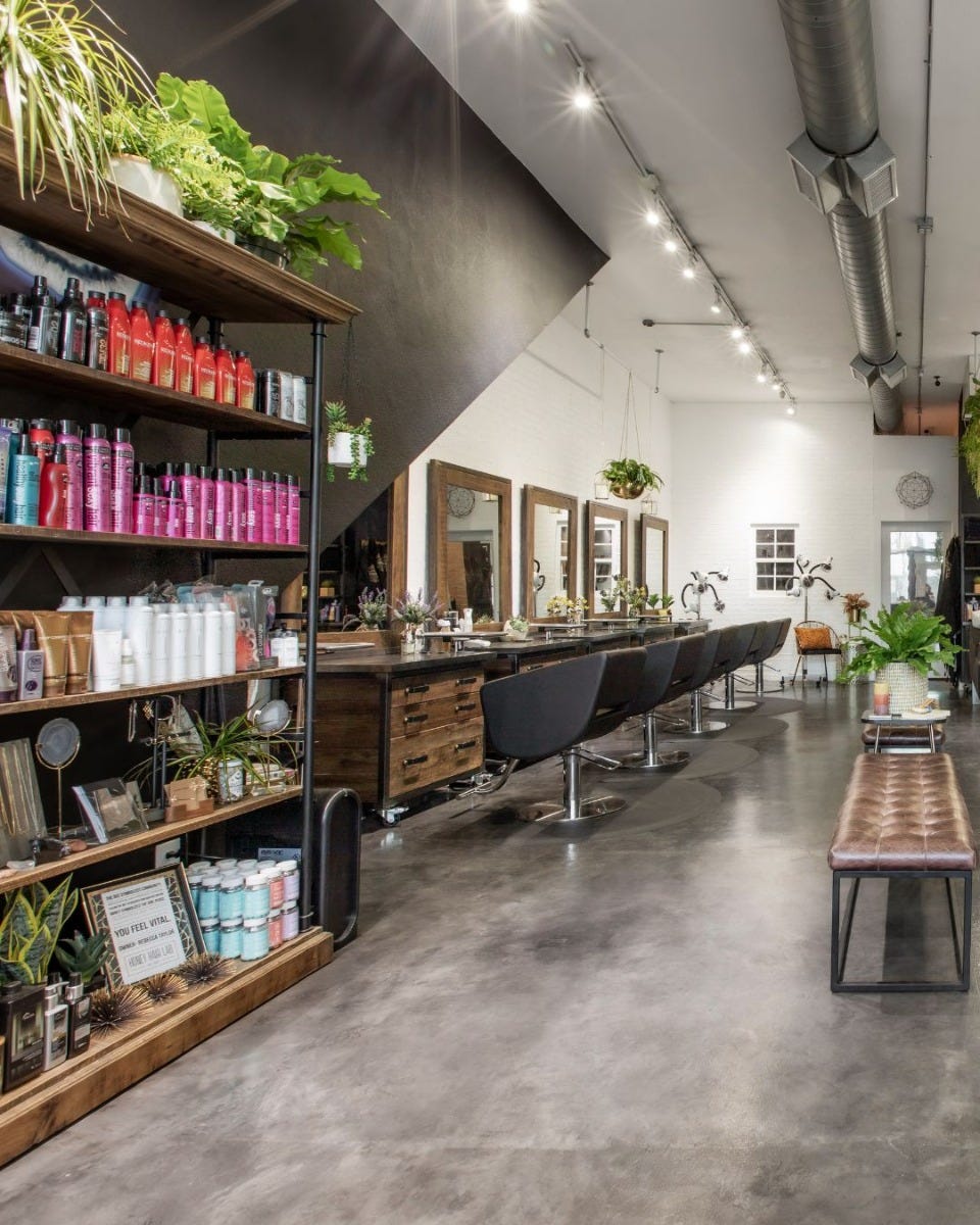 nature salon aesthetic with plants